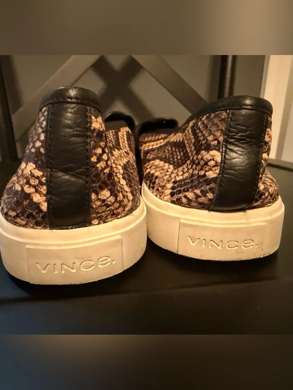 Vince Blair Leather Slip-On Sneakers (Senegal' / 'Brown Snakeskin) 9.5